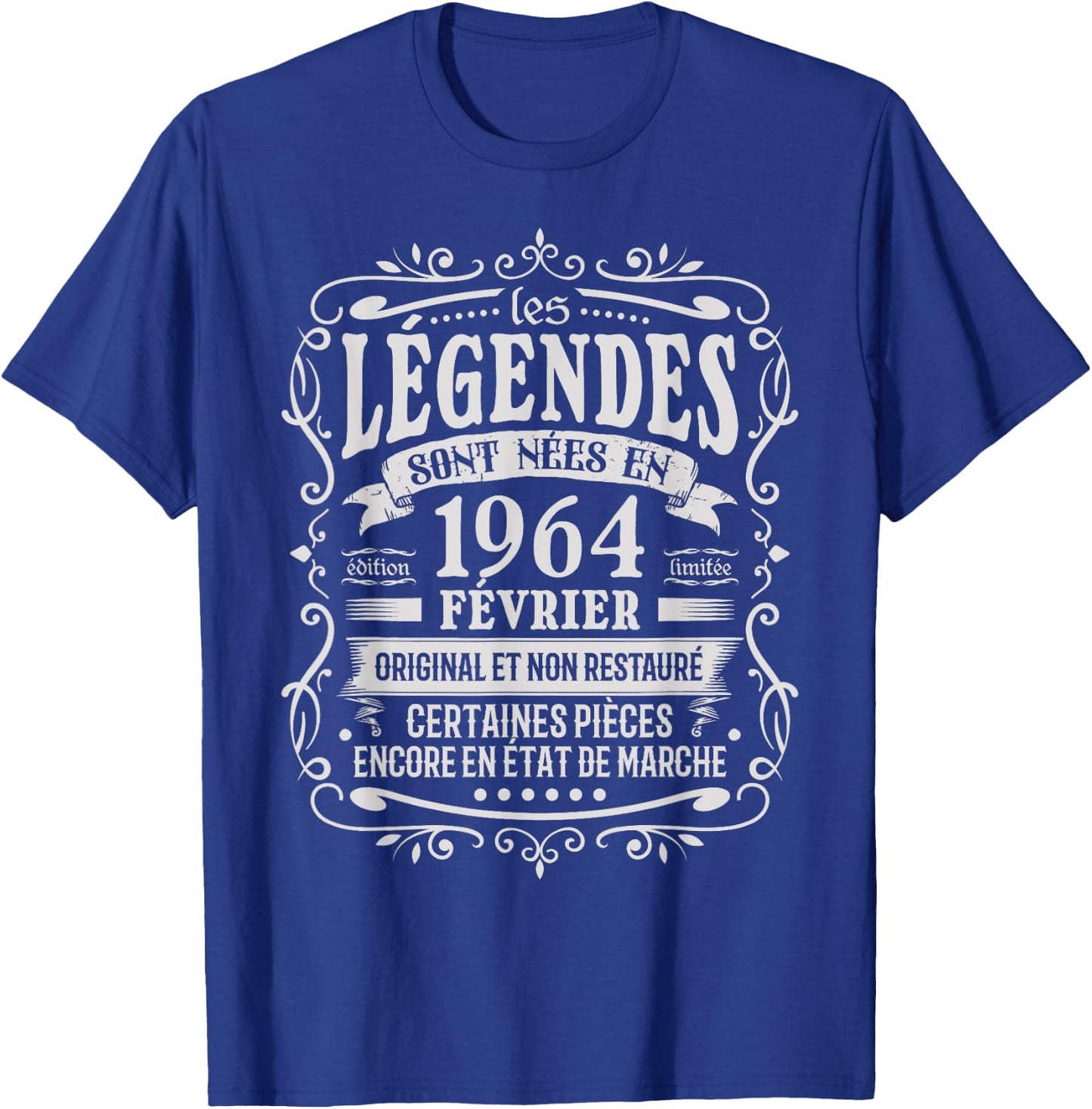 Février 1964 Anniversaire 61 ans Homme Né En Février 1964 T-Shirt - T-Shirt | Royal
