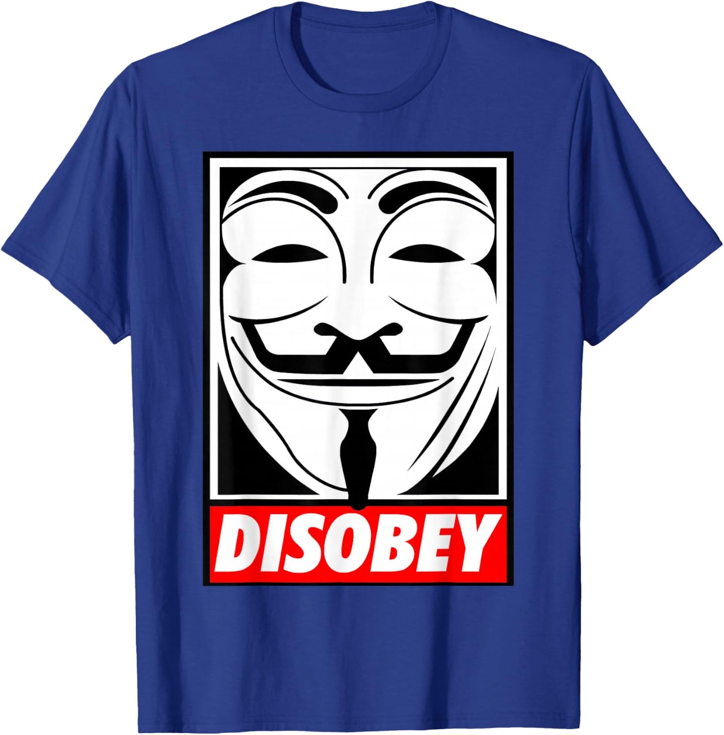 Disobey Big Face Anonymous Anon T-Shirt - T-Shirt | Royal