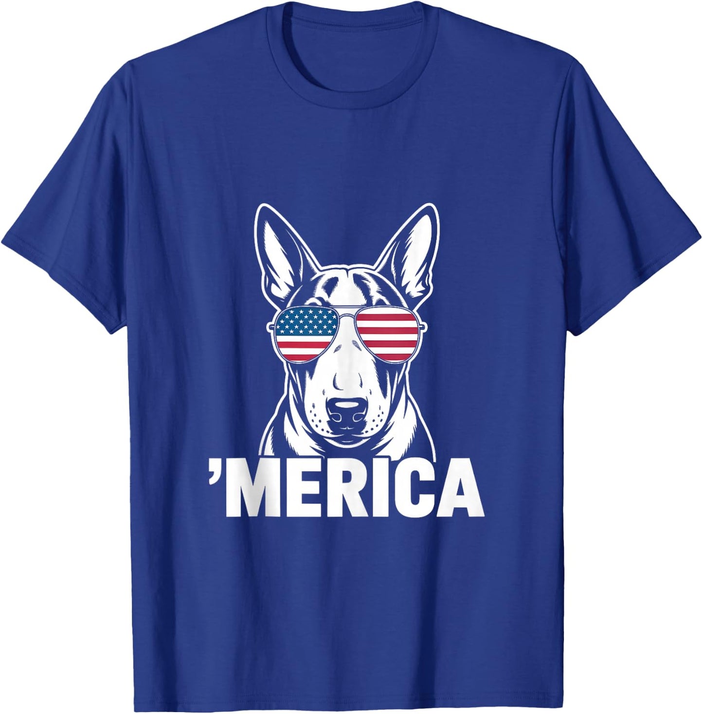 Patriotic USA American Flag 4th of July Bull Terrier T-Shirt - T-Shirt | Royal