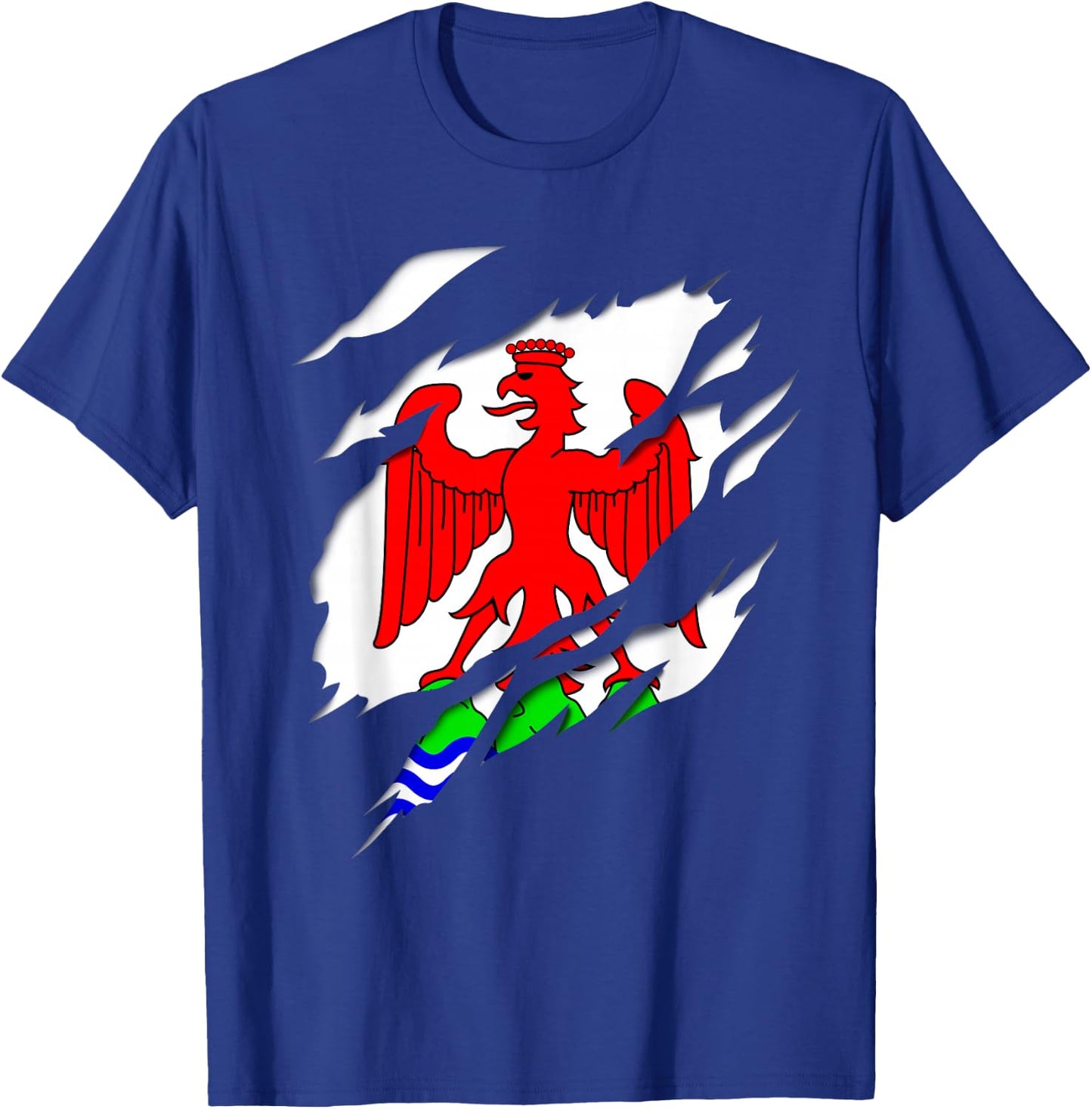 Nice Nice Flag Crest Ripped 3D Effect France , Black, S T-Shirt - T-Shirt | Royal