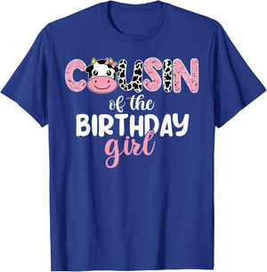 Cow Cousin Of The Birthday Girl Cow Farm 1st Birthday Family T-Shirt - T-Shirt | Royal