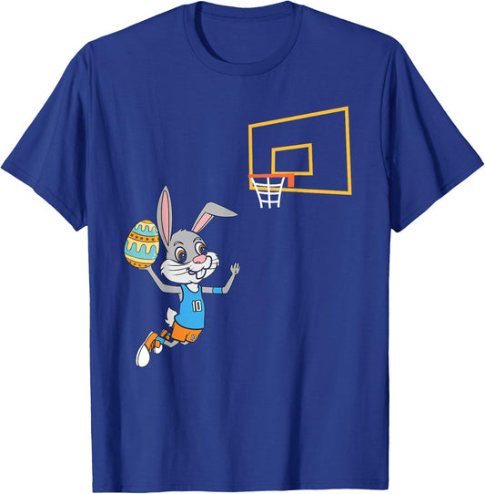Funny Easter Egg Bunny Dunk Basketball Game Easter Kids Boys T-Shirt - T-Shirt | Royal