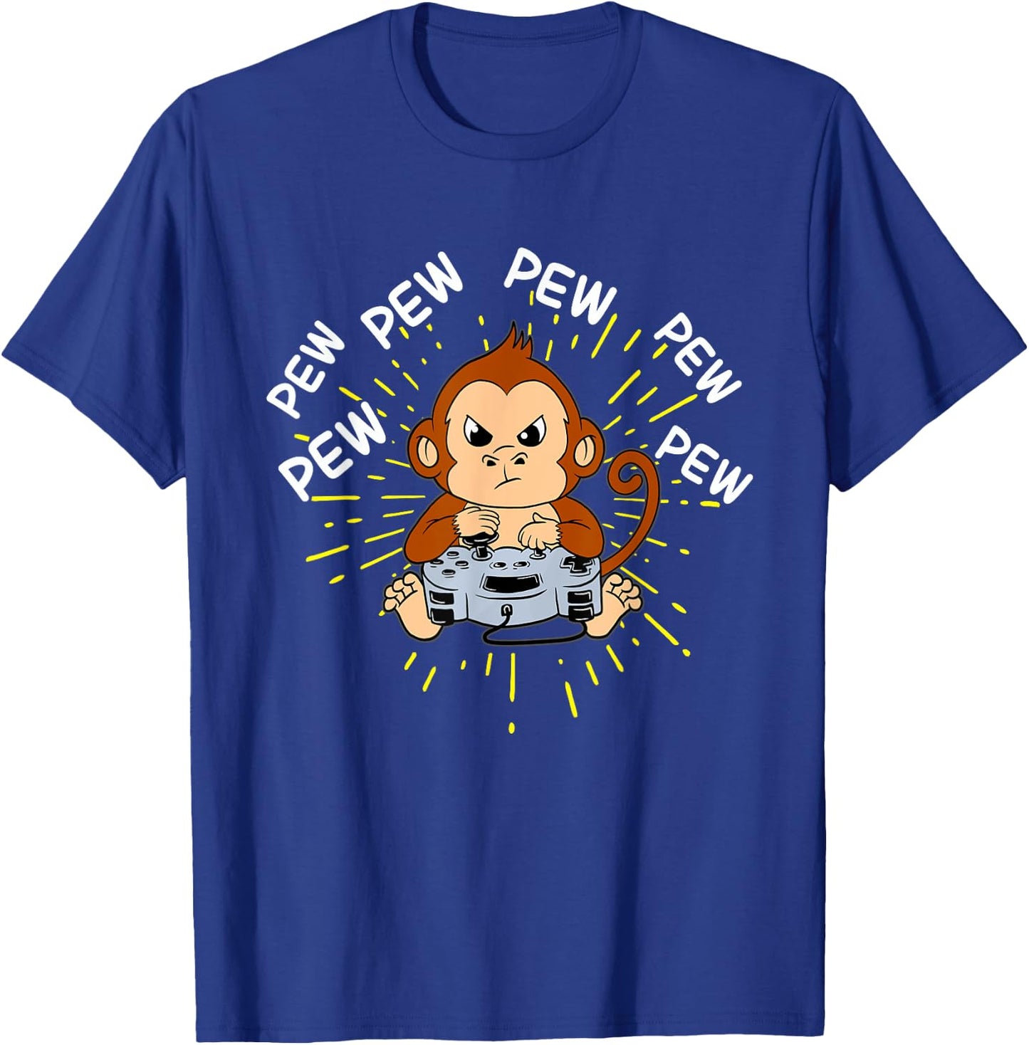 Pew Monkey Gaming Shirt | Men's Monkey T-Shirt - T-Shirt | Royal