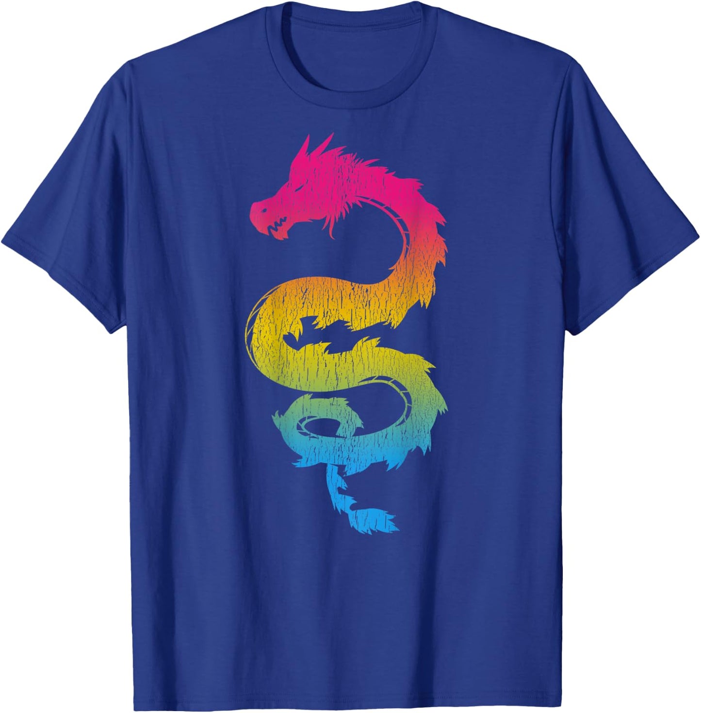 Pansexual Japanese Dragon Pan Pride Flag Colors Back Design T-Shirt - T-Shirt | Royal