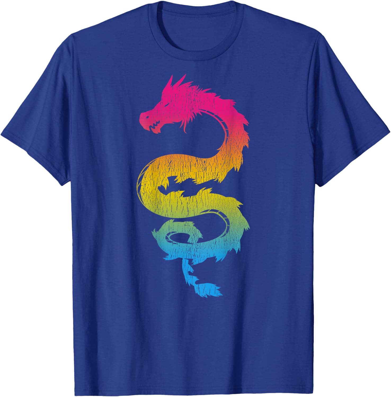 Pansexual Japanese Dragon Pan Pride Flag Colors Back Design T-Shirt - T-Shirt | Royal
