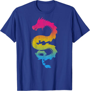Pansexual Japanese Dragon Pan Pride Flag Colors Back Design T-Shirt - T-Shirt | Royal