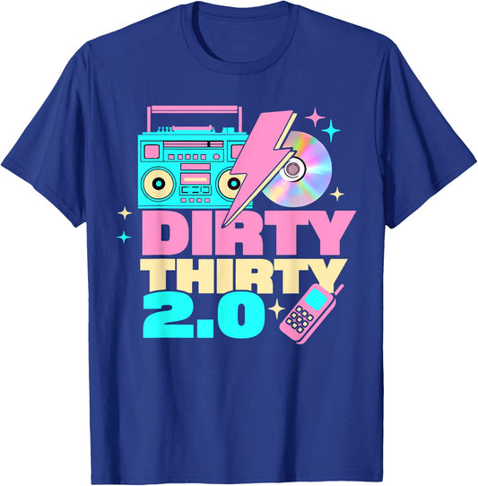 Dirty Thirty 2.0 60th Birthday Fun Retro T-Shirt - T-Shirt | Royal