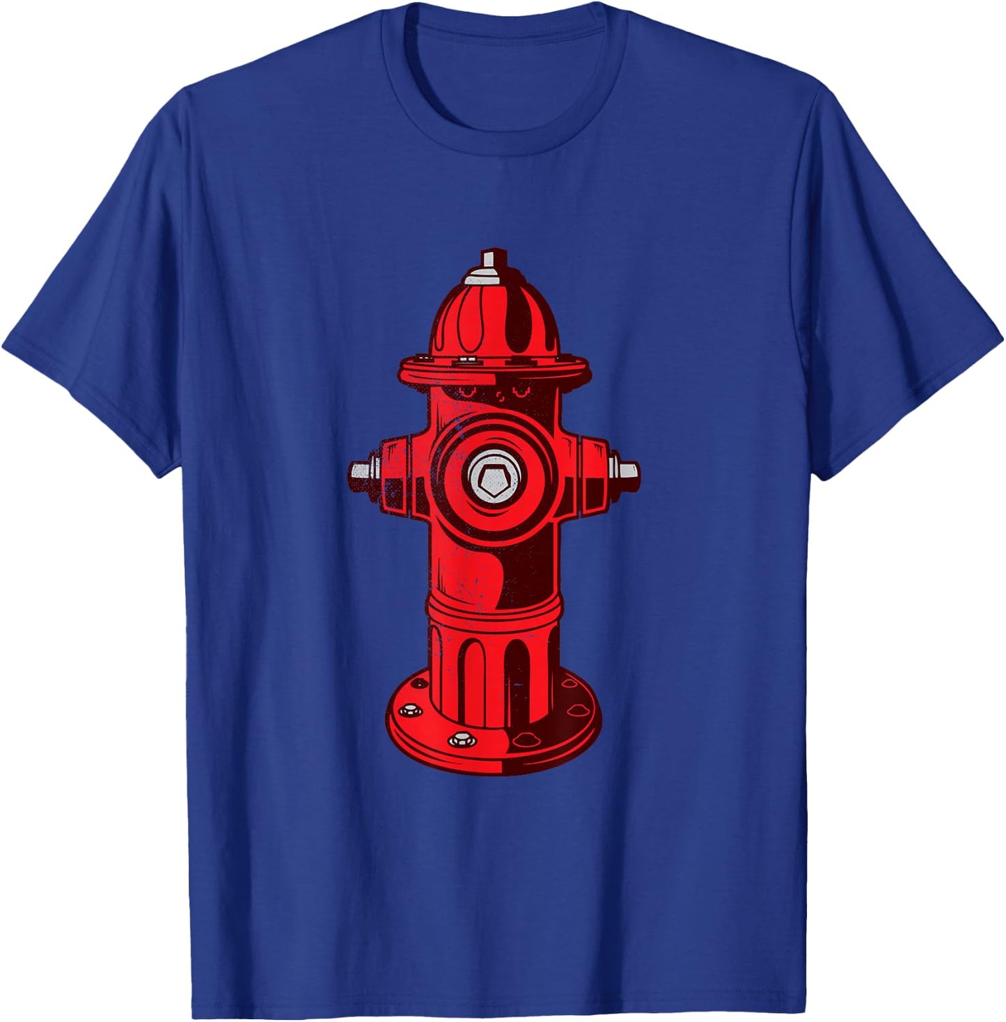 Red Graphic Fire Hydrant FireFighter Work Shirt T-Shirt - T-Shirt | Royal