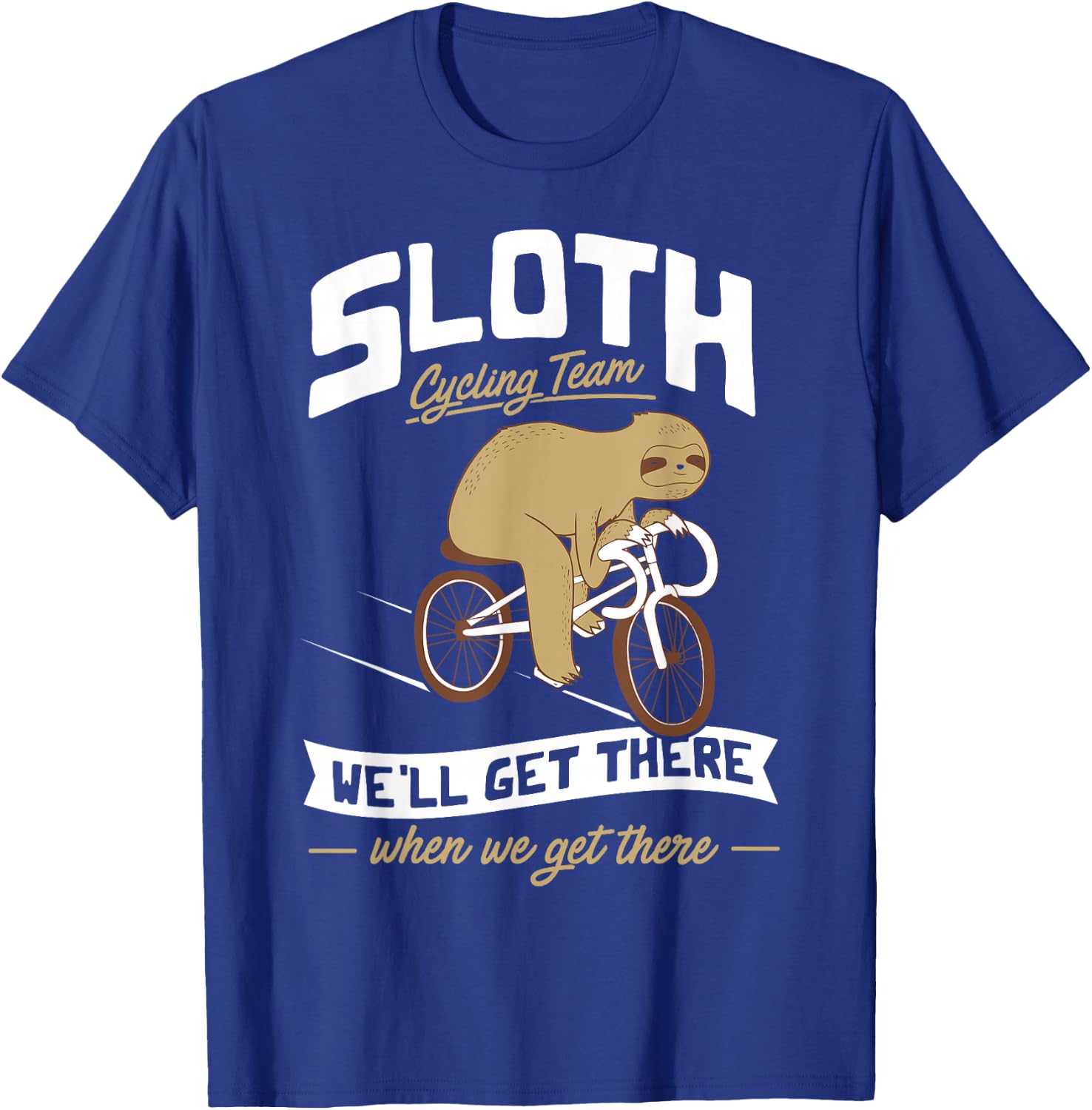 Sloth Cycling Team - Lazy Sloth Sleeping On Bicycle T-Shirt - T-Shirt | Royal