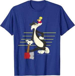 Looney Tunes Sylvester & Tweety Lined Portrait T-Shirt - T-Shirt | Royal