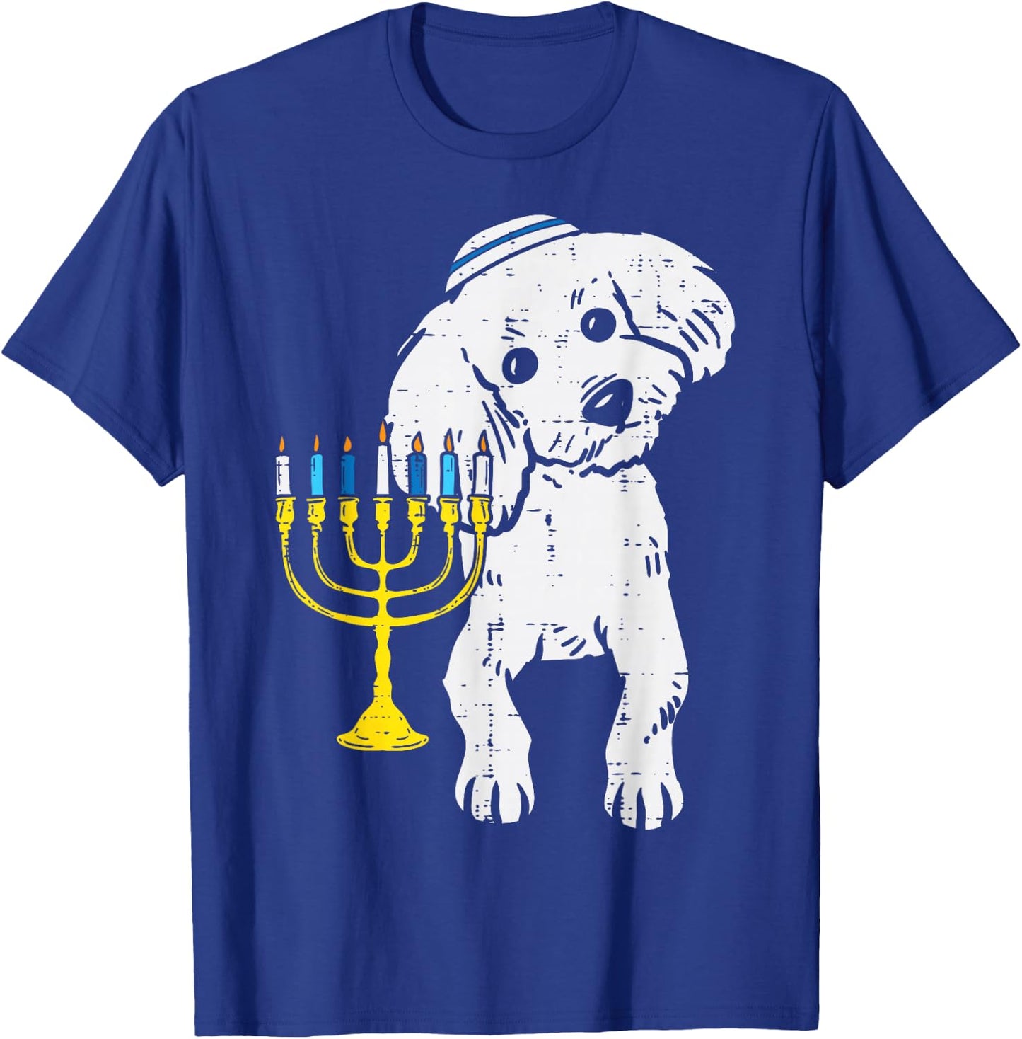 Jewish Poodle Dog Menorah Hanukkah Pajamas Chanukah PJs T-Shirt - T-Shirt | Royal