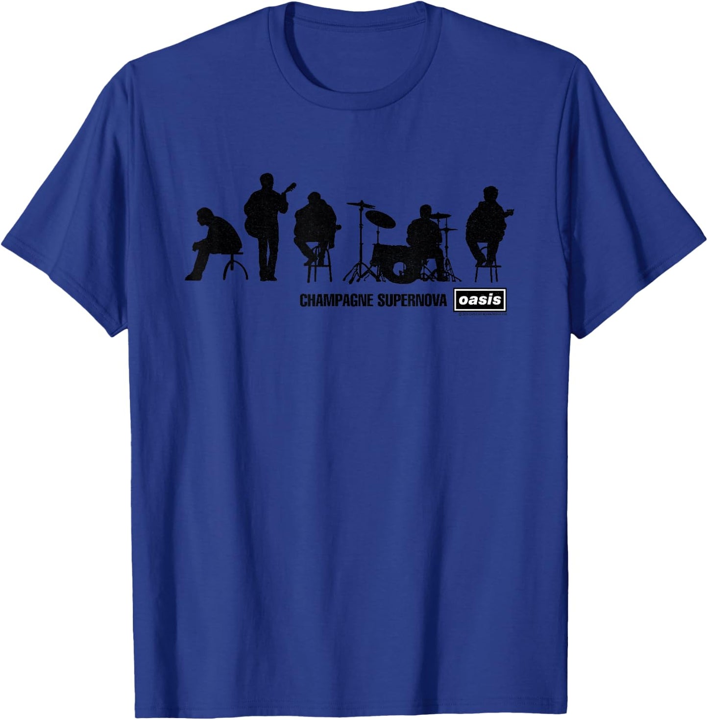 Oasis Band Silhouette On Blue T-Shirt - T-Shirt | Royal