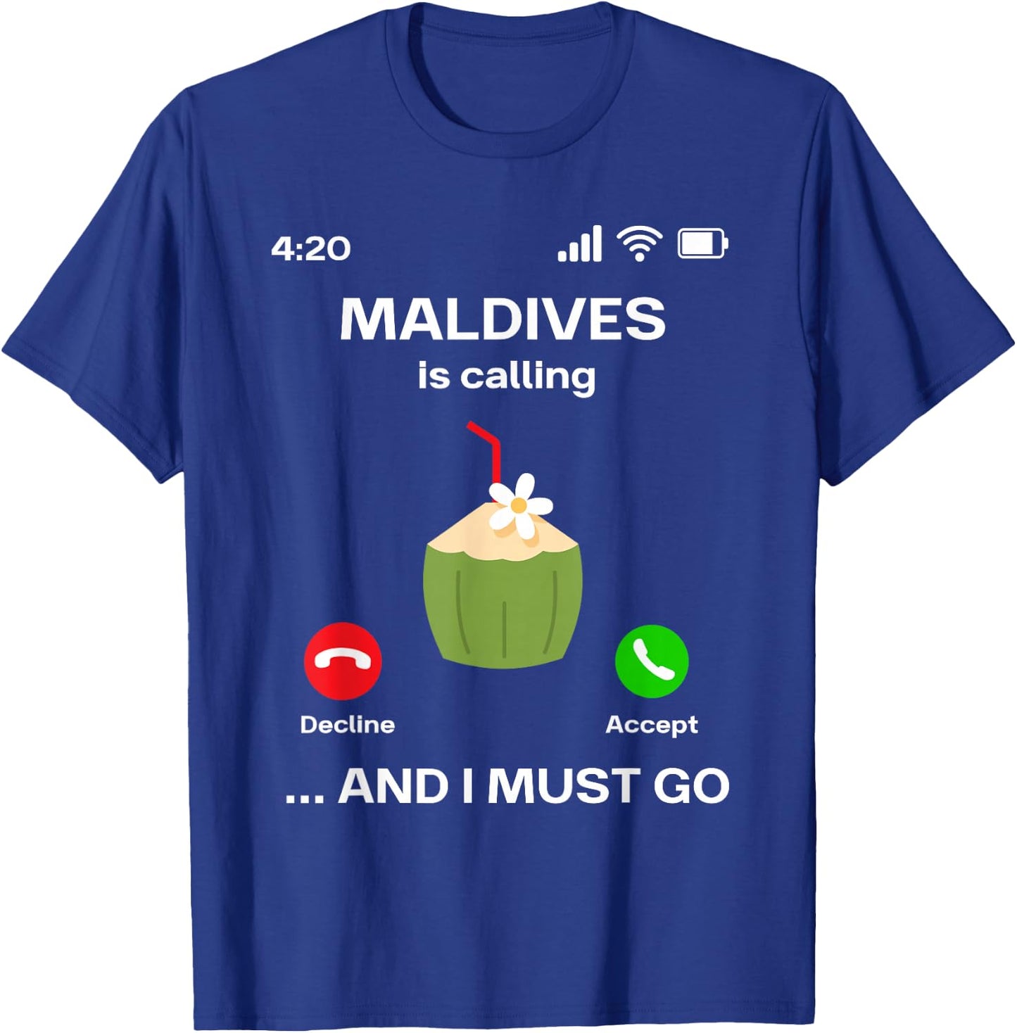with German Text "Die Maldiven Rufen und ich muss Urlaub machen Maldives", black T-Shirt - T-Shirt | Royal