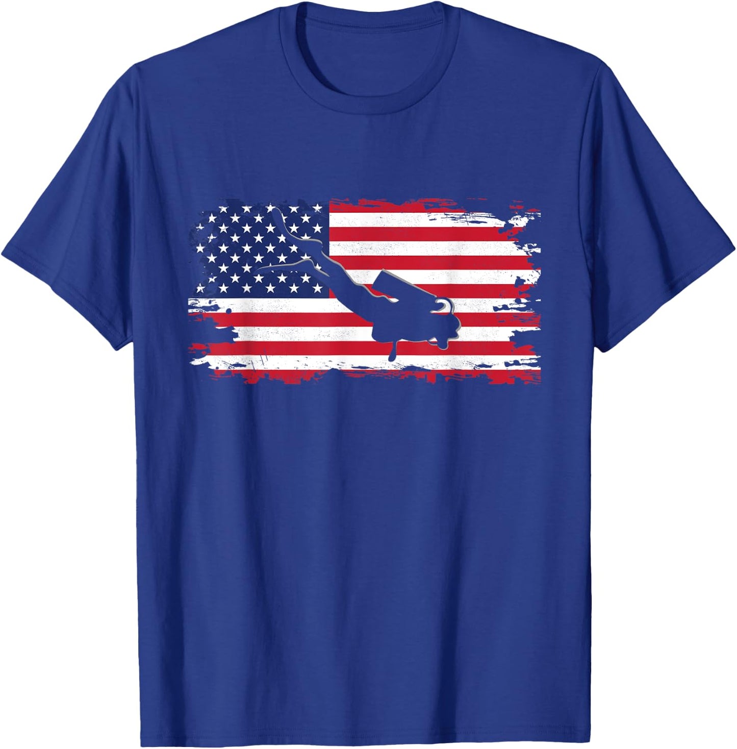 American Flag Scuba Diving Apparel - Scuba Diving T-Shirt - T-Shirt | Royal