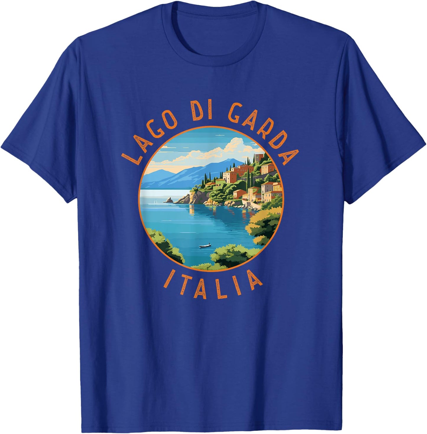 Lago di Garda Italia Retro Distressed Circle T-Shirt - T-Shirt | Royal