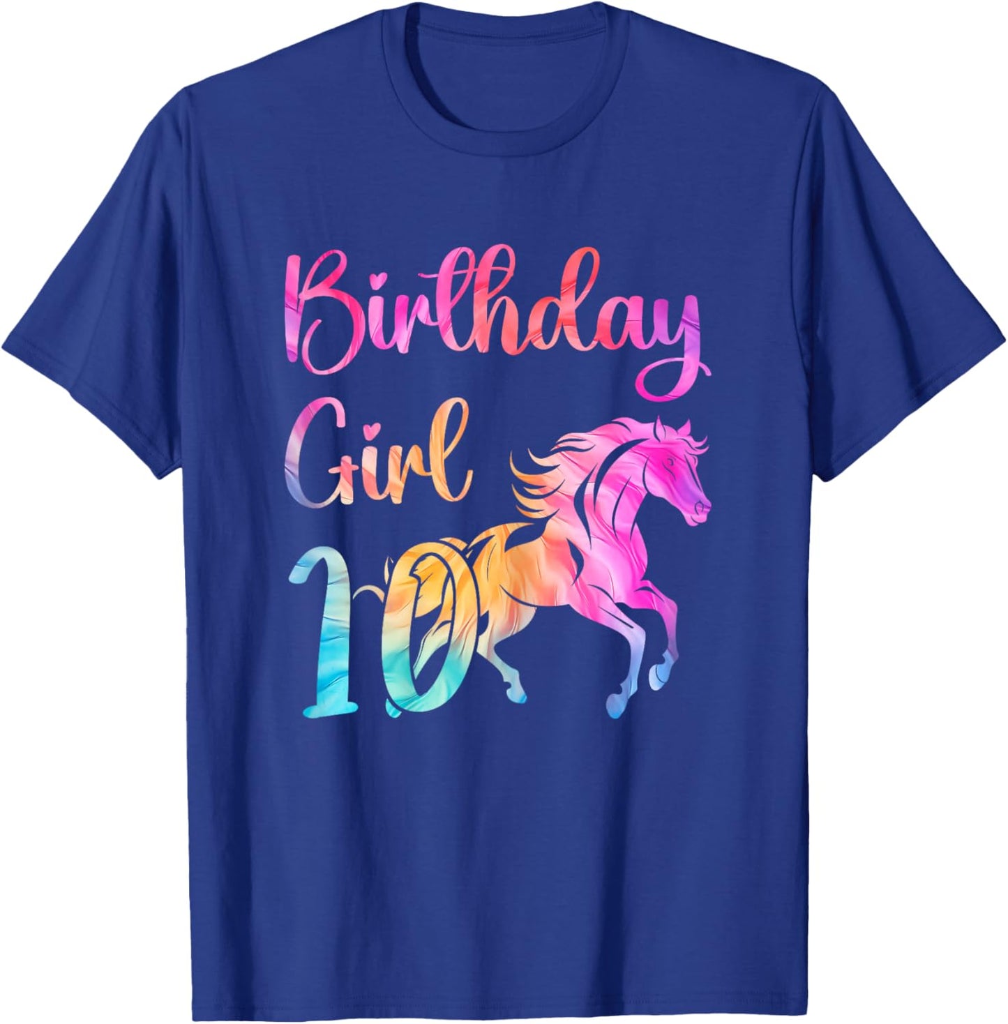 10th Birthday Horse 10 Year Old Girl Birthday Horse Lovers T-Shirt - T-Shirt | Royal