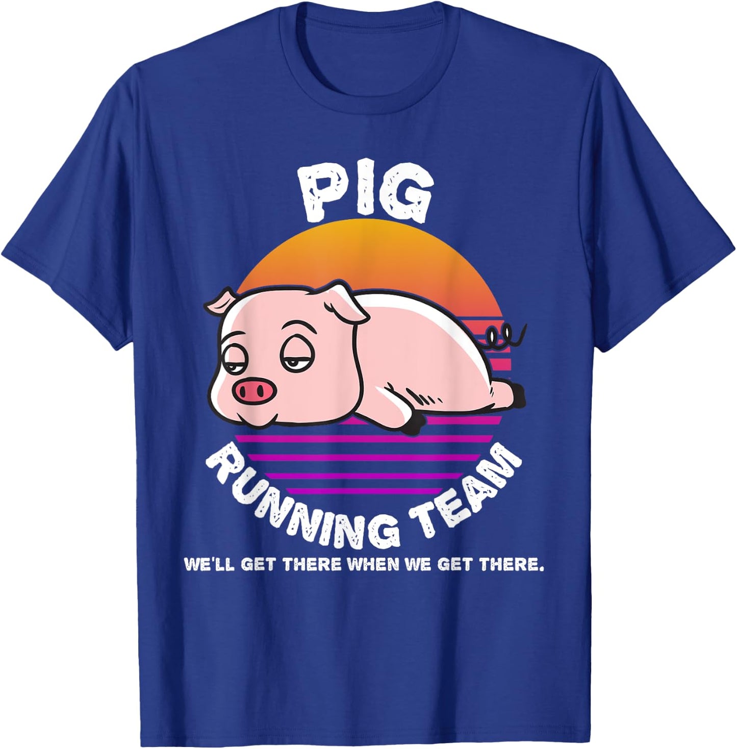 Funny Farm Pig Running Team Shirt Kids Men Women Gift T-Shirt - T-Shirt | Royal