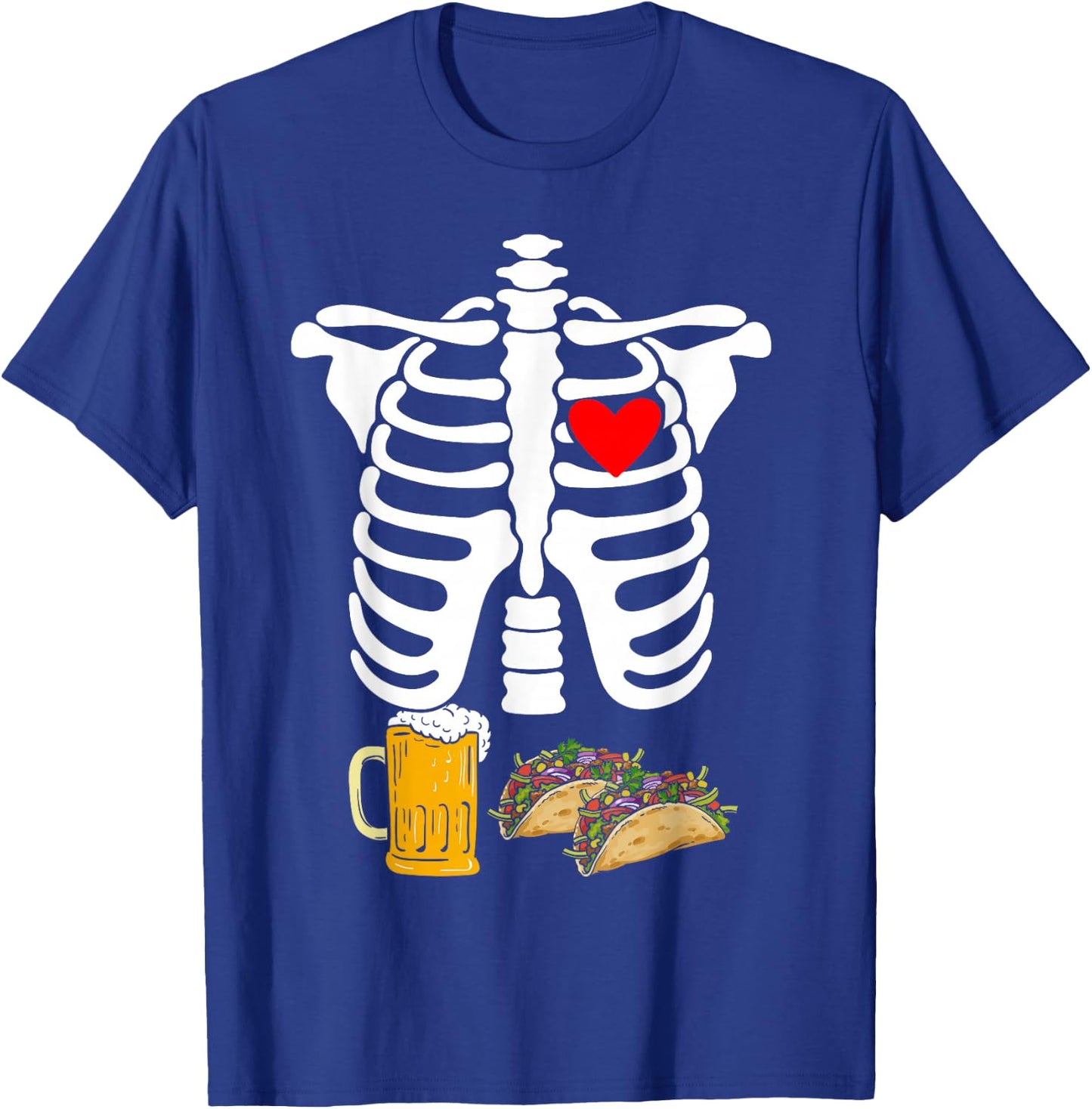 Rib Cage Skeleton X-Ray Drink Beer Taco Halloween Costume T-Shirt - T-Shirt | Royal
