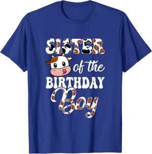 Sister Of The Birthday Boy Cow Farm 1St Birthday Boy T-Shirt - T-Shirt | Royal