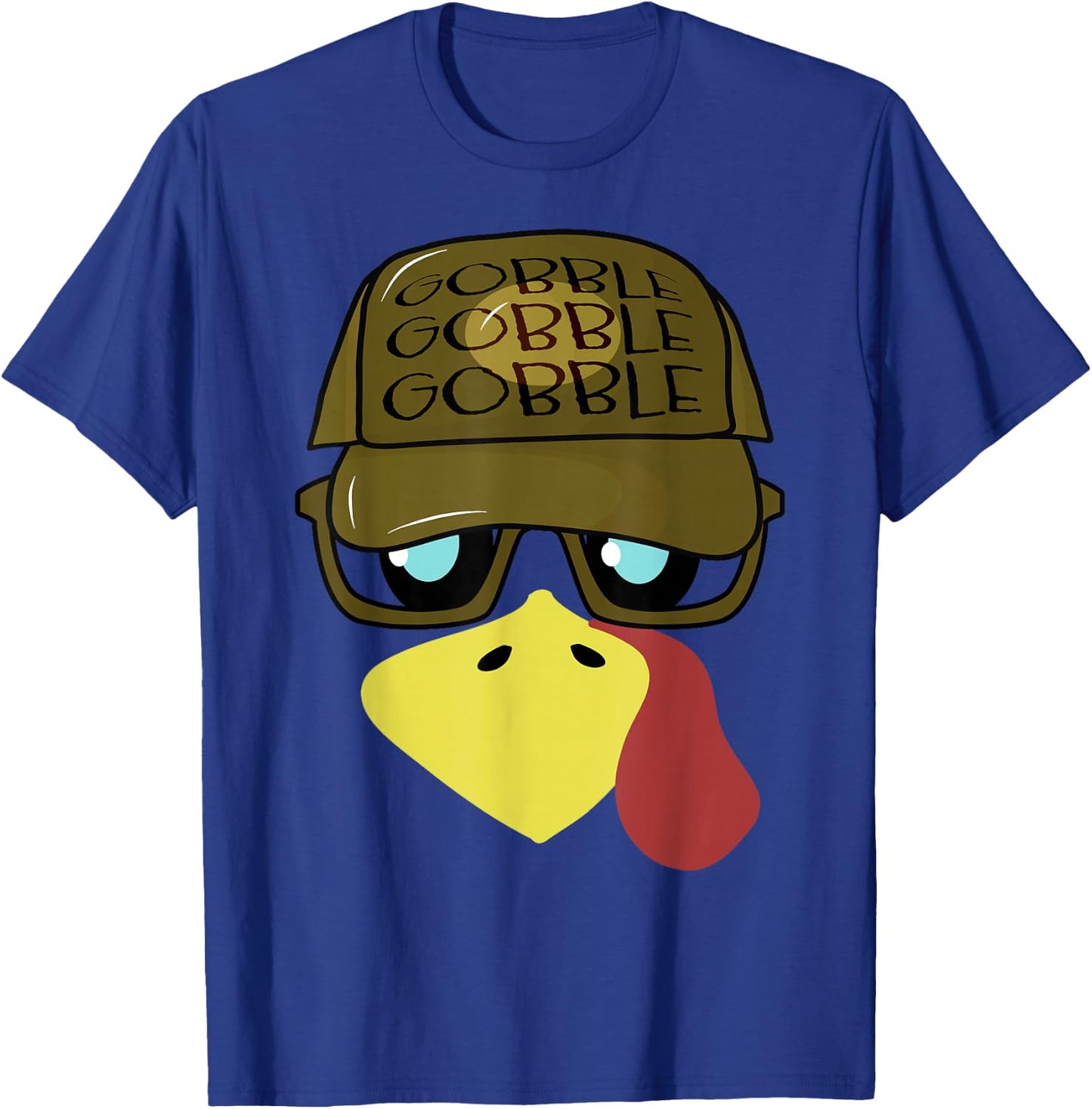 Thanksgiving Turkey Face with Sunglasses Funny Turkey Face T-Shirt - T-Shirt | Royal