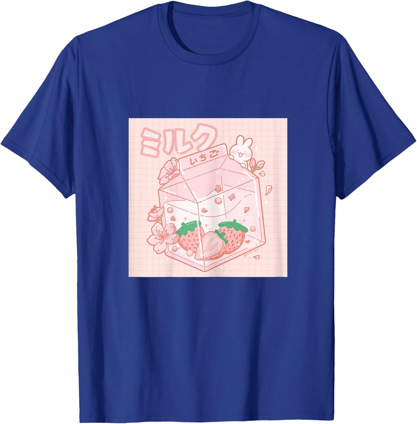 Strawberry Milk Bunny Japanese Kawaii Anime Aesthetic T-Shirt - T-Shirt | Royal
