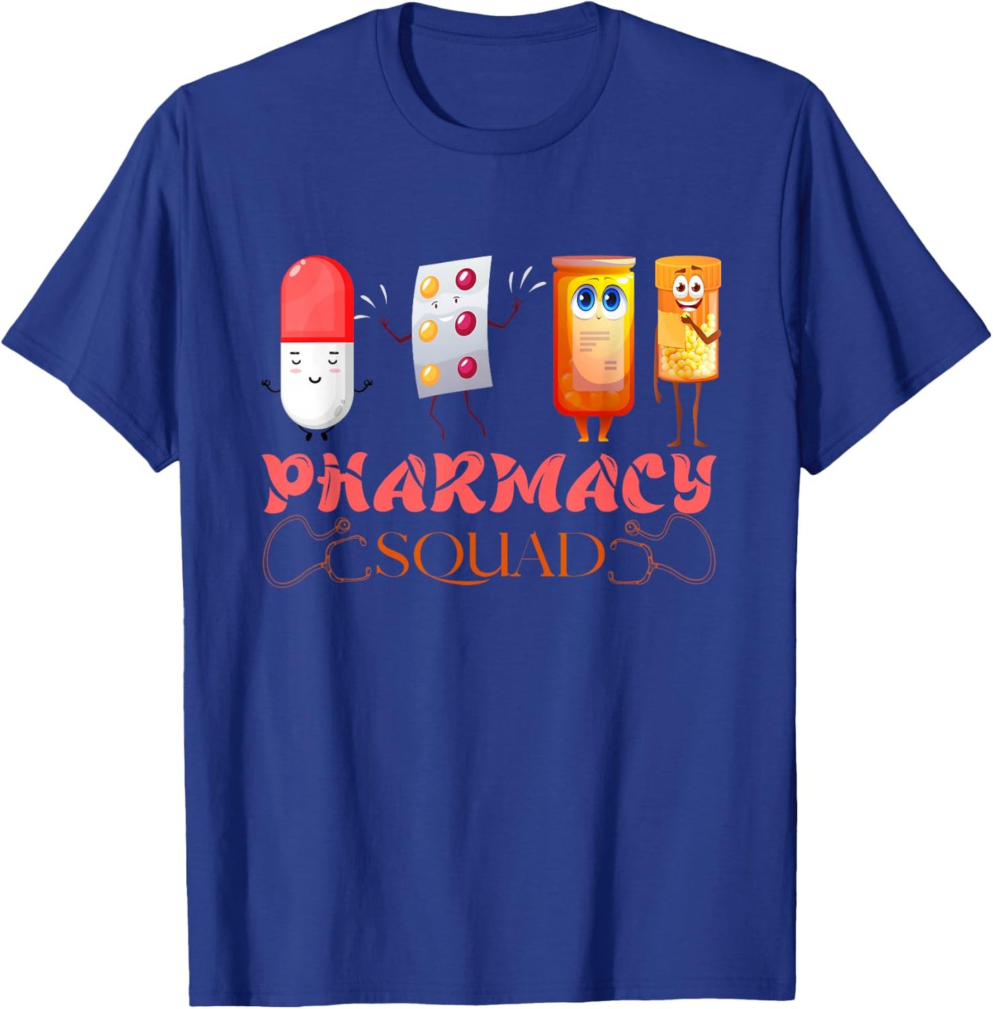 Pharmacy Squad Valentines Cute Pills Pharmacist Pharm Tech T-Shirt - T-Shirt | Royal