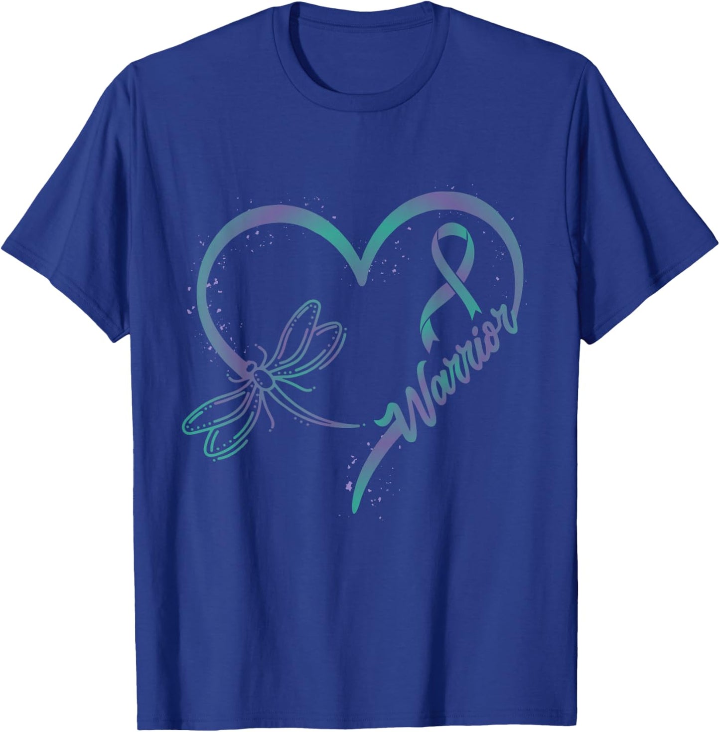 Anal Cancer Warrior Dragonfly Teal Purple Ribbon Hope T-Shirt - T-Shirt | Royal