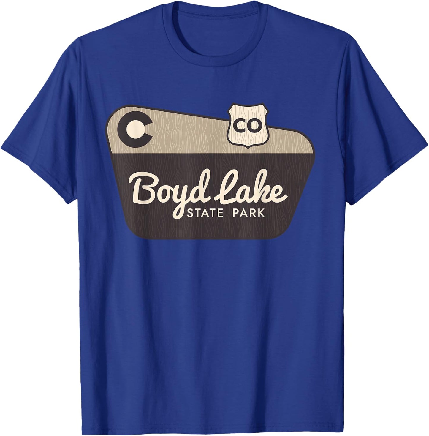 Boyd Lake State Park Colorado Welcome Sign Souvenir T-Shirt - T-Shirt | Royal