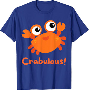 Funny Crab "Crabulous" Cute for Girls Boys Toddlers Seaside T-Shirt - T-Shirt | Royal
