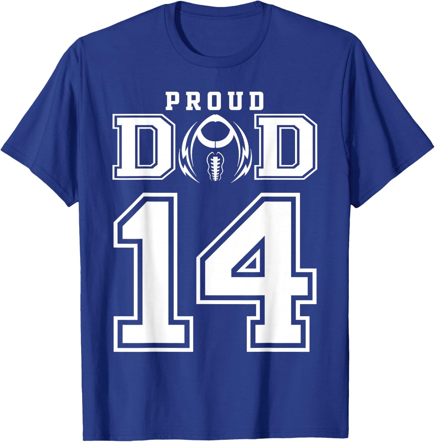 Custom Proud Football Dad Number 14 Personalized T-Shirt - T-Shirt | Royal