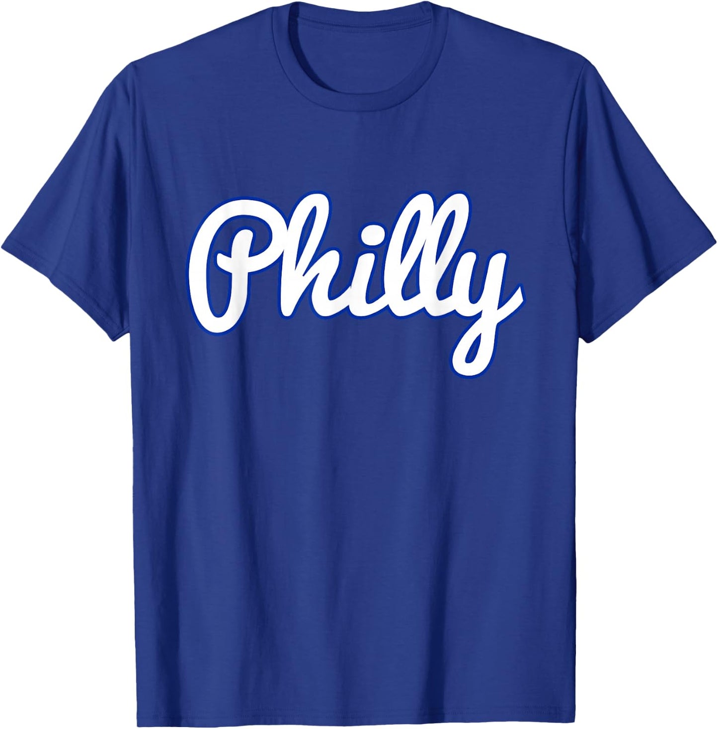 Script Philly White Blue Logo Philadelphia PA T-Shirt - T-Shirt | Royal
