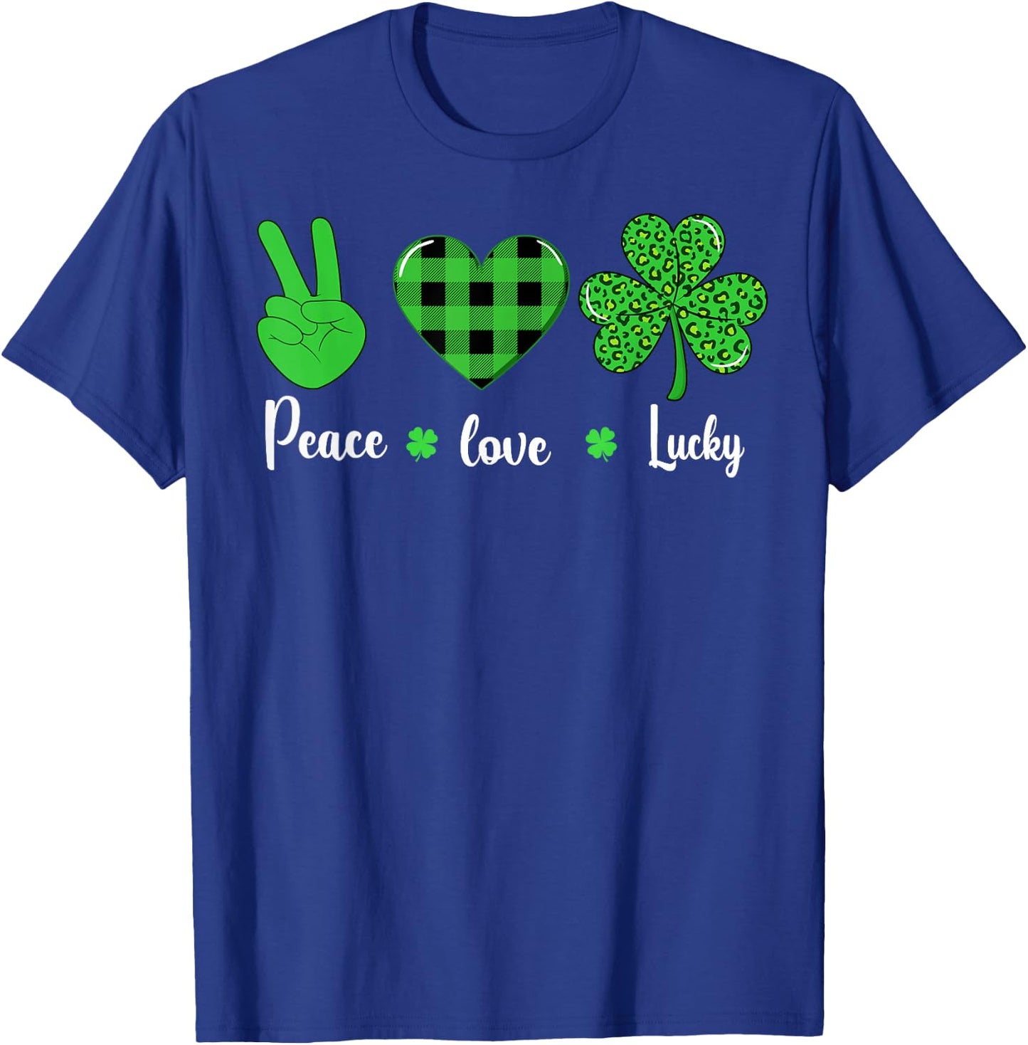 St Patricks day Shamrock leopard lucky love Irish women kids T-Shirt - T-Shirt | Royal