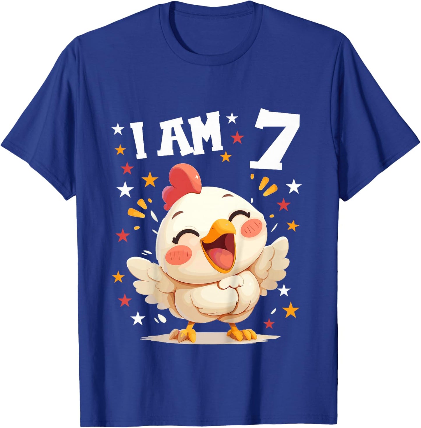 Kids 7 Years old 7 birthday Chickens Boy Girl Chicken T-Shirt - T-Shirt | Royal