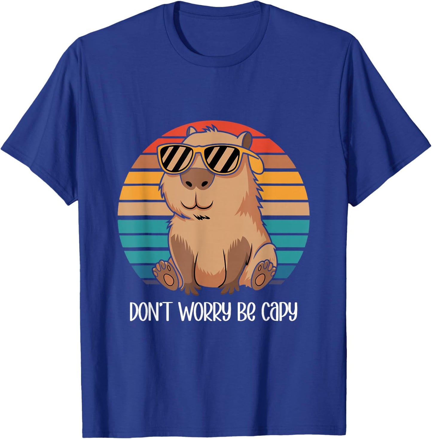 Capybara Dont Worry Be Cappy Capybara Retro Boys Girls T-Shirt - T-Shirt | Royal