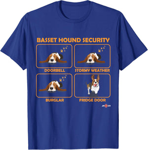 Funny Basset Hound | Basset Hound Security T-Shirt - T-Shirt | Royal