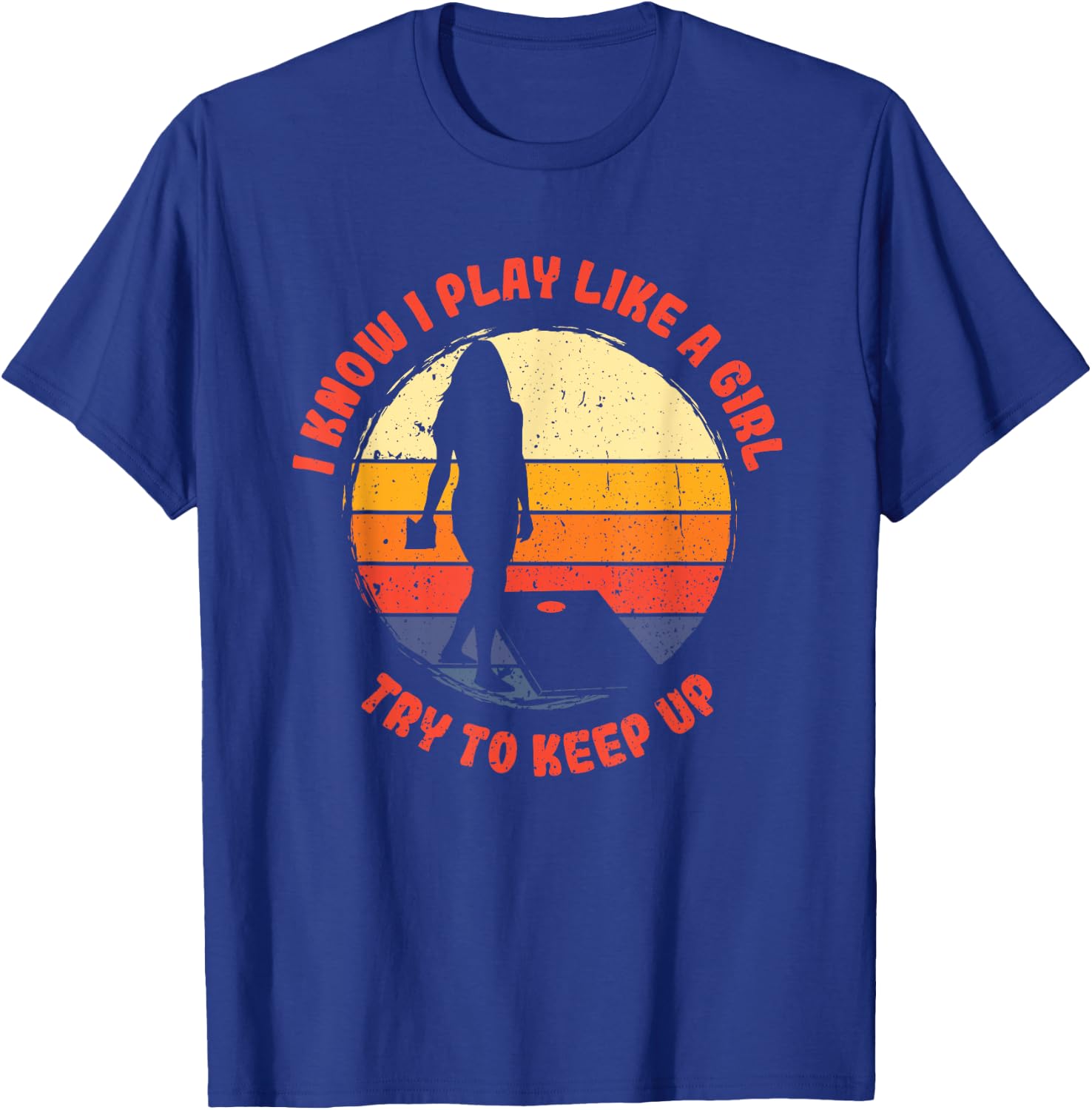 I know i play like a girl women retro cornhole T-Shirt - T-Shirt | Royal