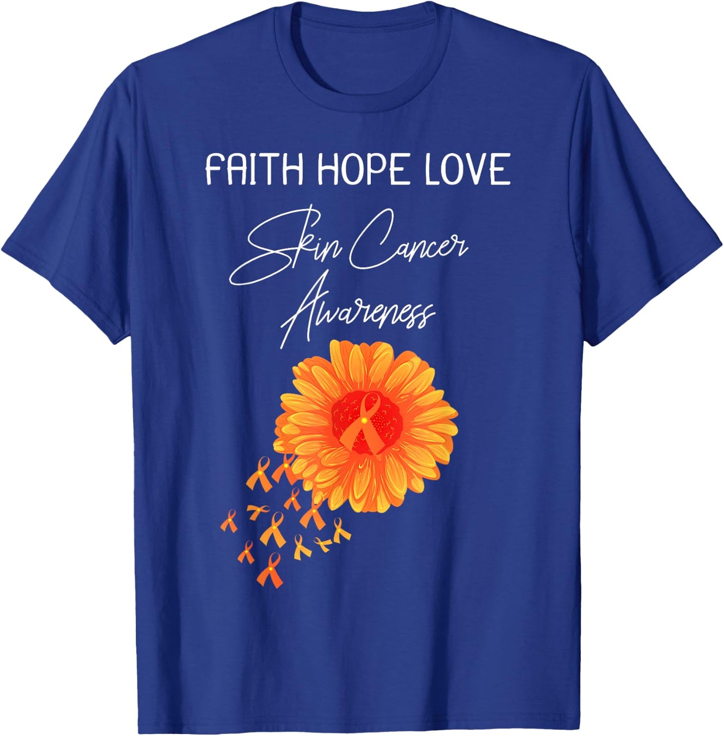 Faith Hope Love Skin Cancer Orange Ribbon Shirt T-Shirt - T-Shirt | Royal