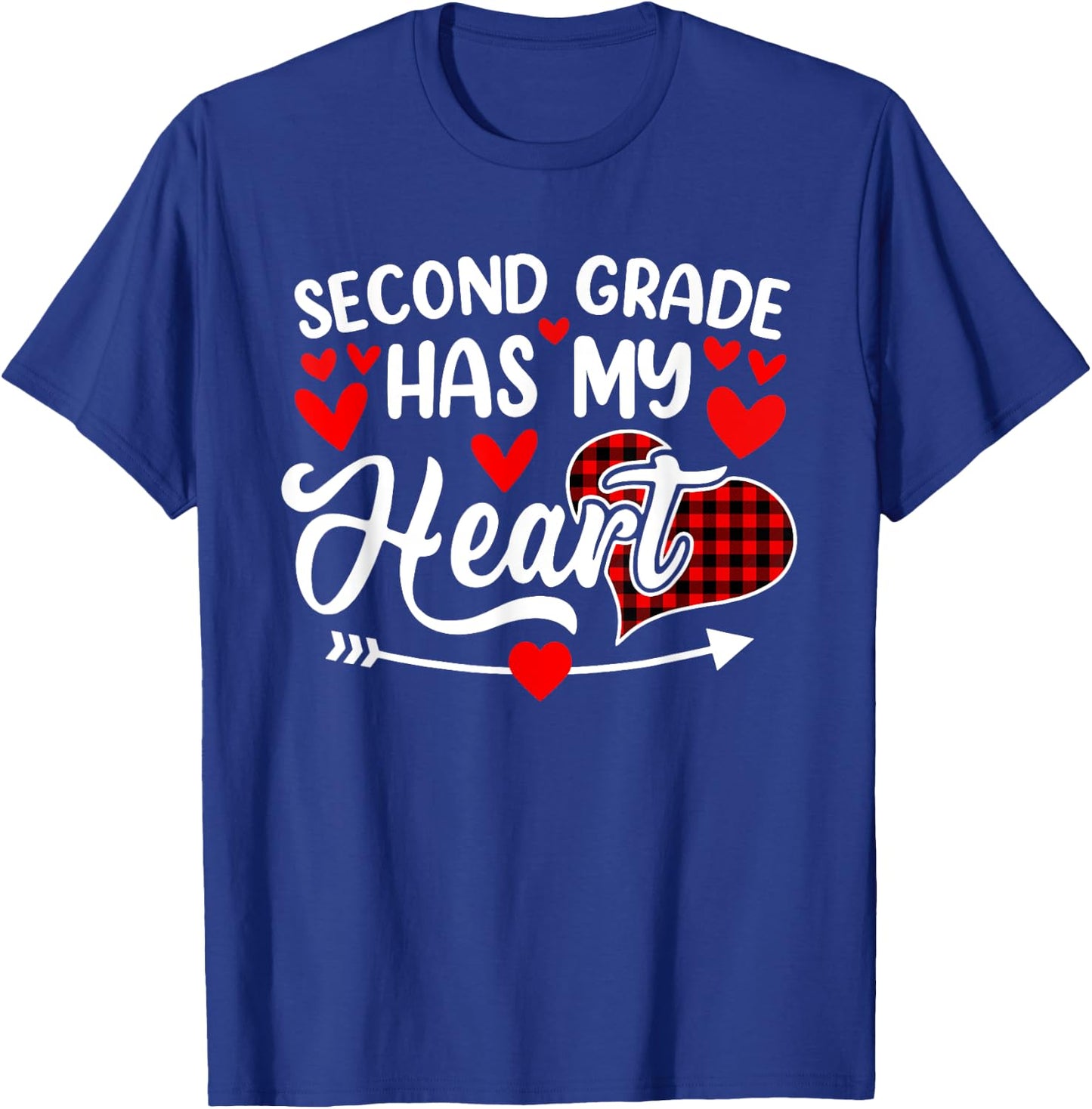 Second Grade Has My Heart Funny Valentine's Day Teacher T-Shirt - T-Shirt | Royal