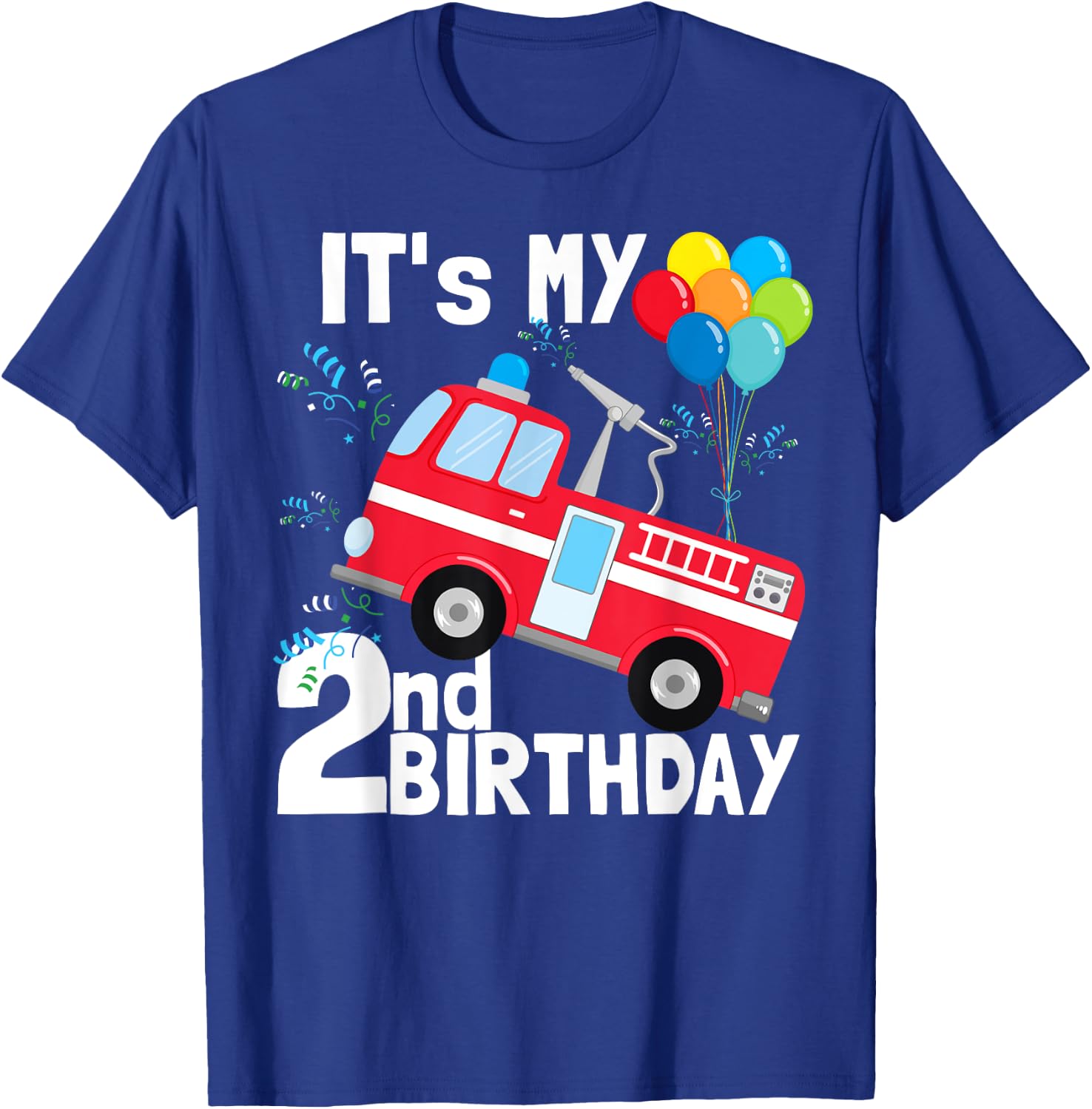 It's My 2nd Birthday Fire Truck 2 Birthday Boy Gift T-Shirt - T-Shirt | Royal