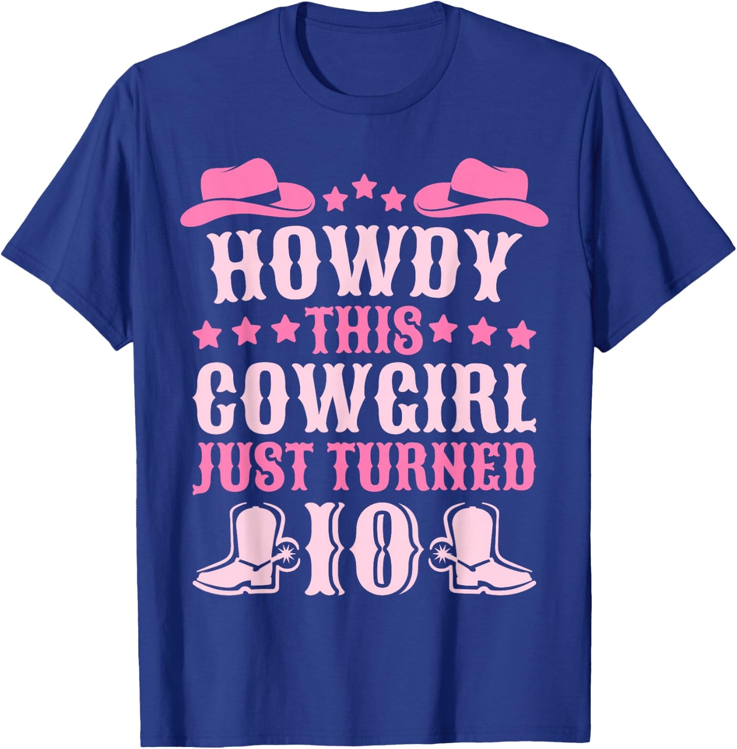 10yr Birthday Cowgirl Western 10 Year Old Girl 10th Birthday T-Shirt - T-Shirt | Royal