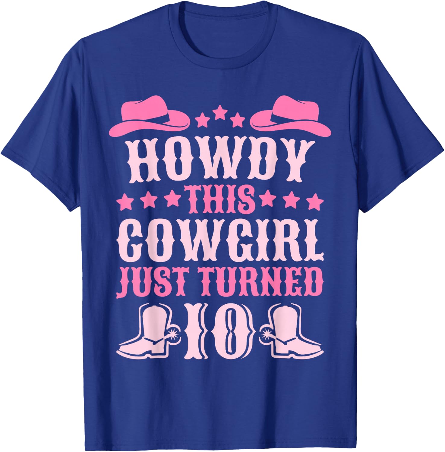 10yr Birthday Cowgirl Western 10 Year Old Girl 10th Birthday T-Shirt - T-Shirt | Royal