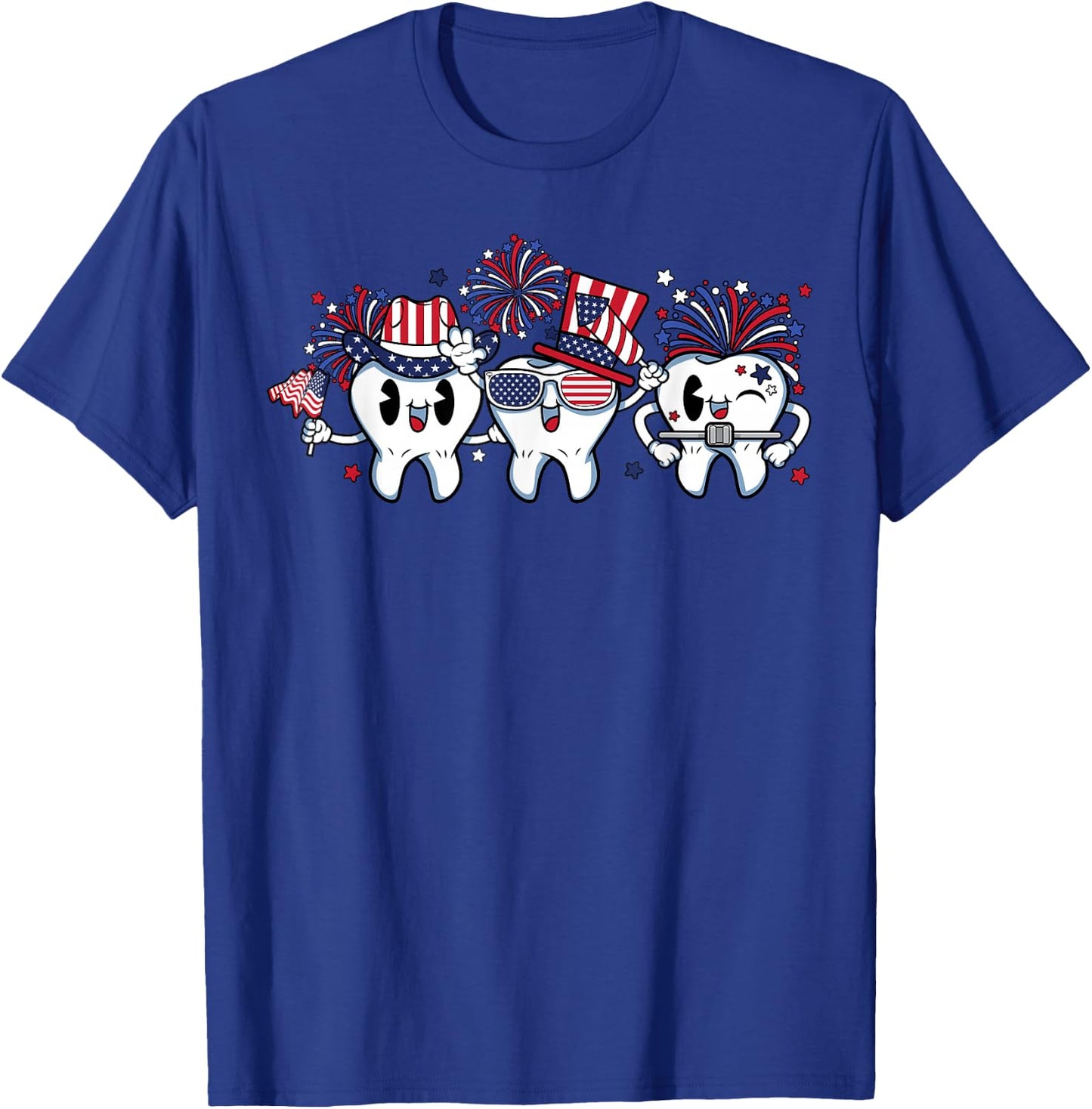 4th of July Dental Squad Dentist Hygienist US Flag Patriotic T-Shirt - T-Shirt | Royal