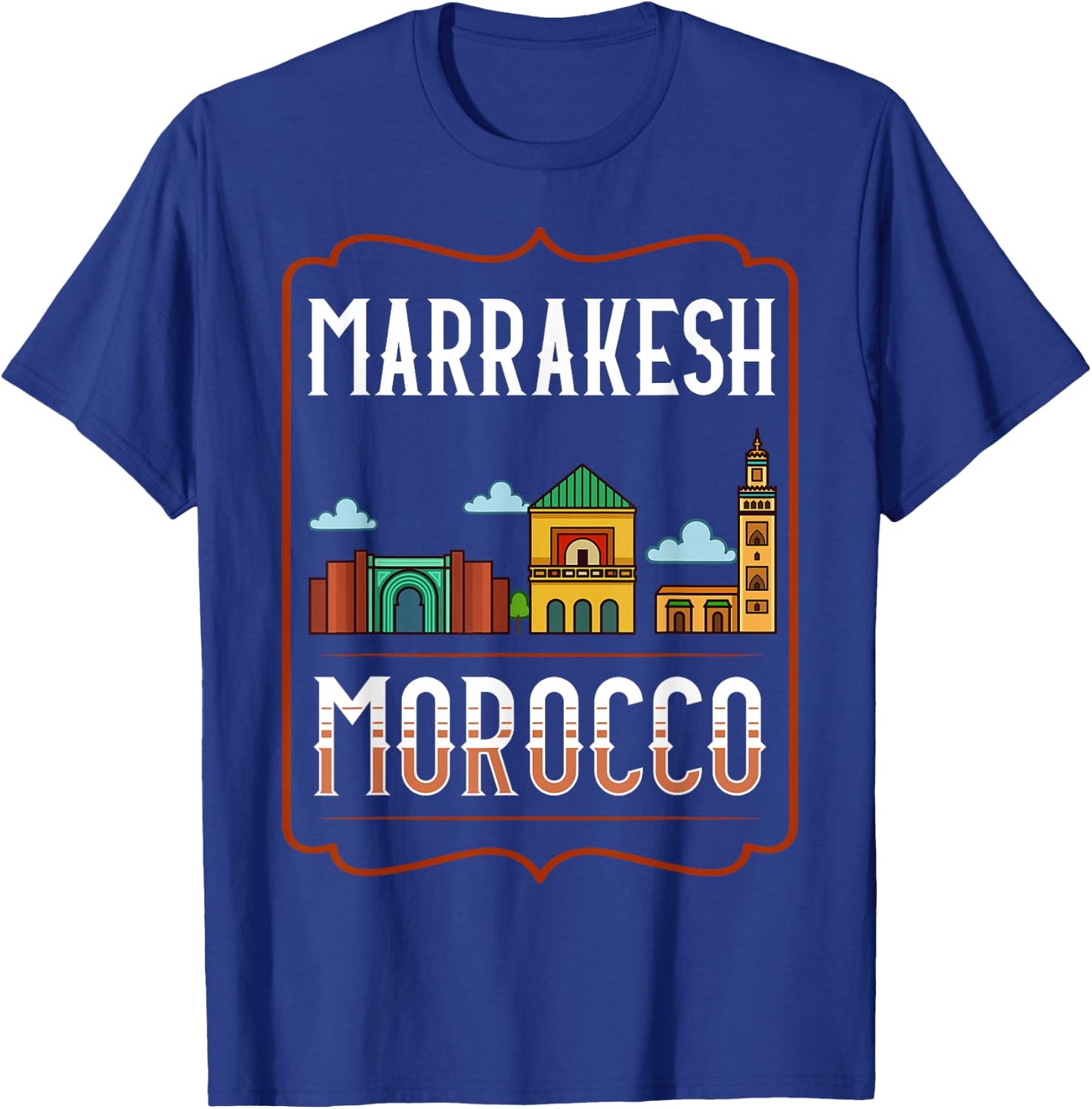 Marrakesh Morocco City Skyline Map Travel T-Shirt - T-Shirt | Royal