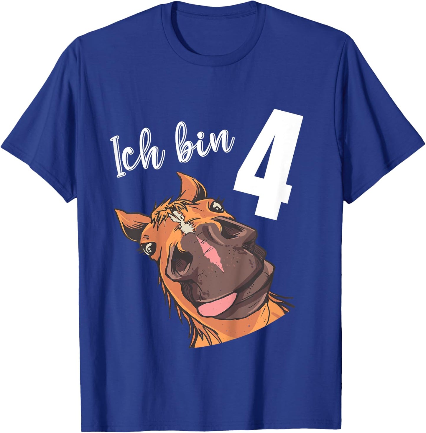 Children's 4 Years Boy Girl 4th Birthday Horse , black T-Shirt - T-Shirt | Royal