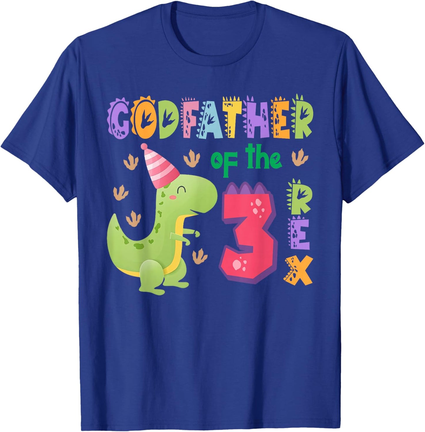 Godfather of the Three Rex Birthday Dinosaur Family Matching T-Shirt - T-Shirt | Royal