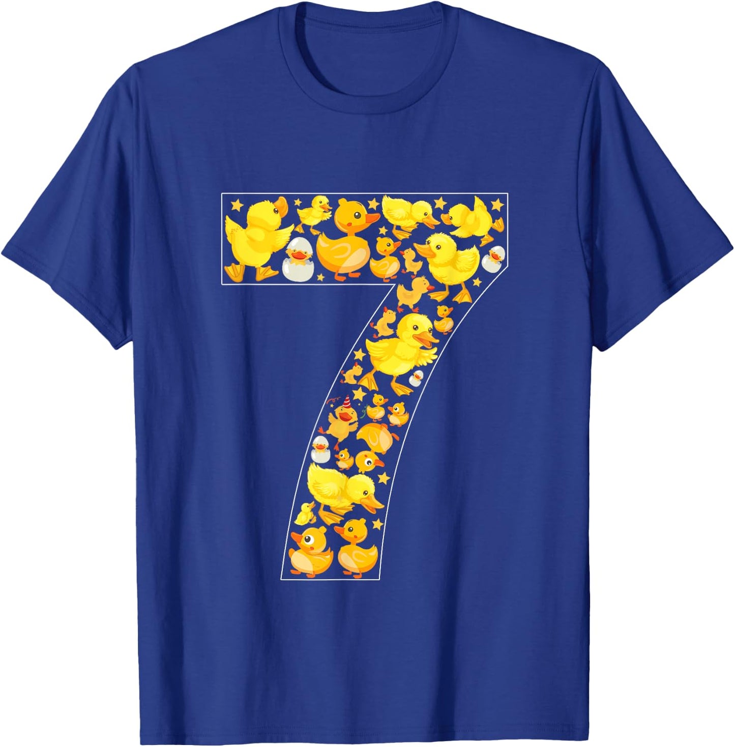 7th Birthday Cute Duck Theme 7 Year Old Boy Girl Birthday T-Shirt - T-Shirt | Royal