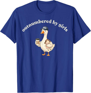 Funny Dad Goose Cute Outnumbered By Girls Fathers Day T-Shirt - T-Shirt | Royal