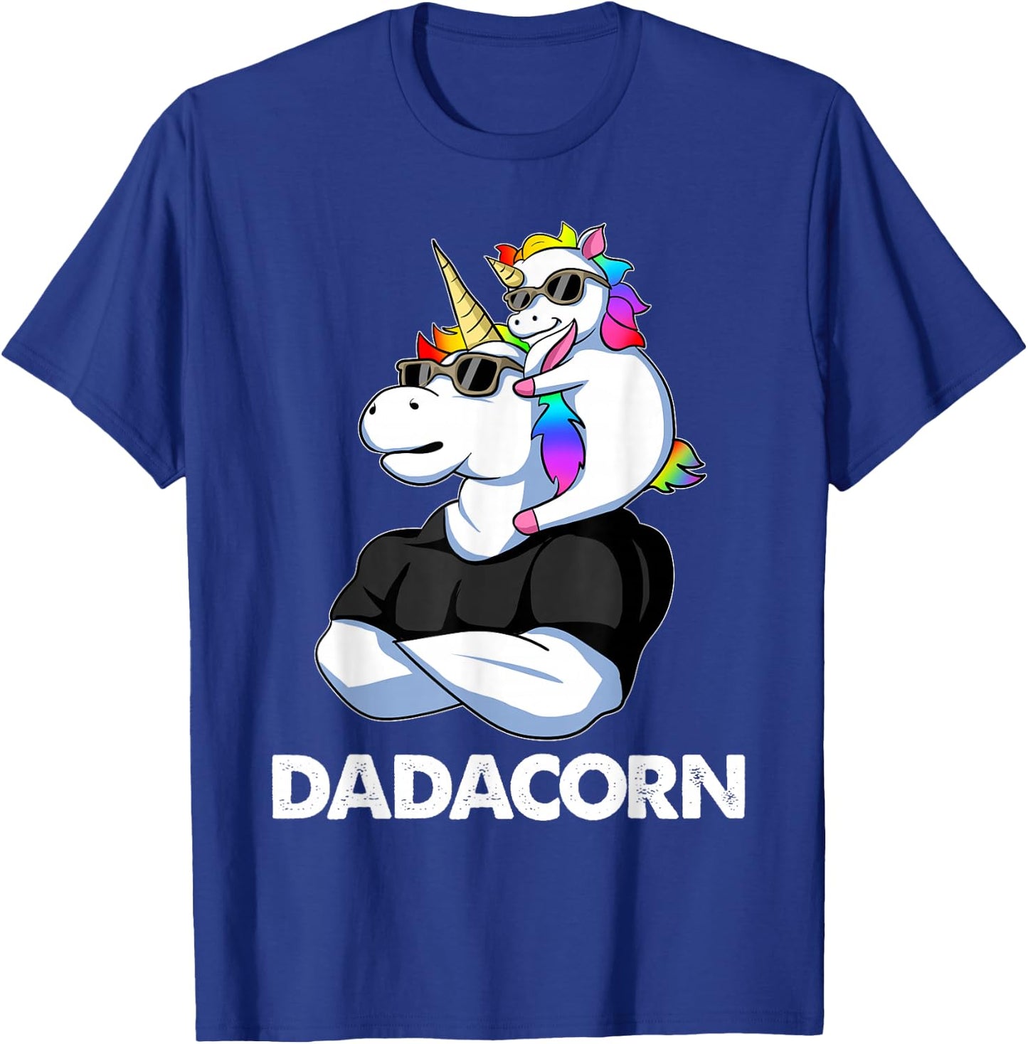 Dadacorn - Unicorn Dad and Baby Christmas Papa Father's Day Small T-Shirt - T-Shirt | Royal