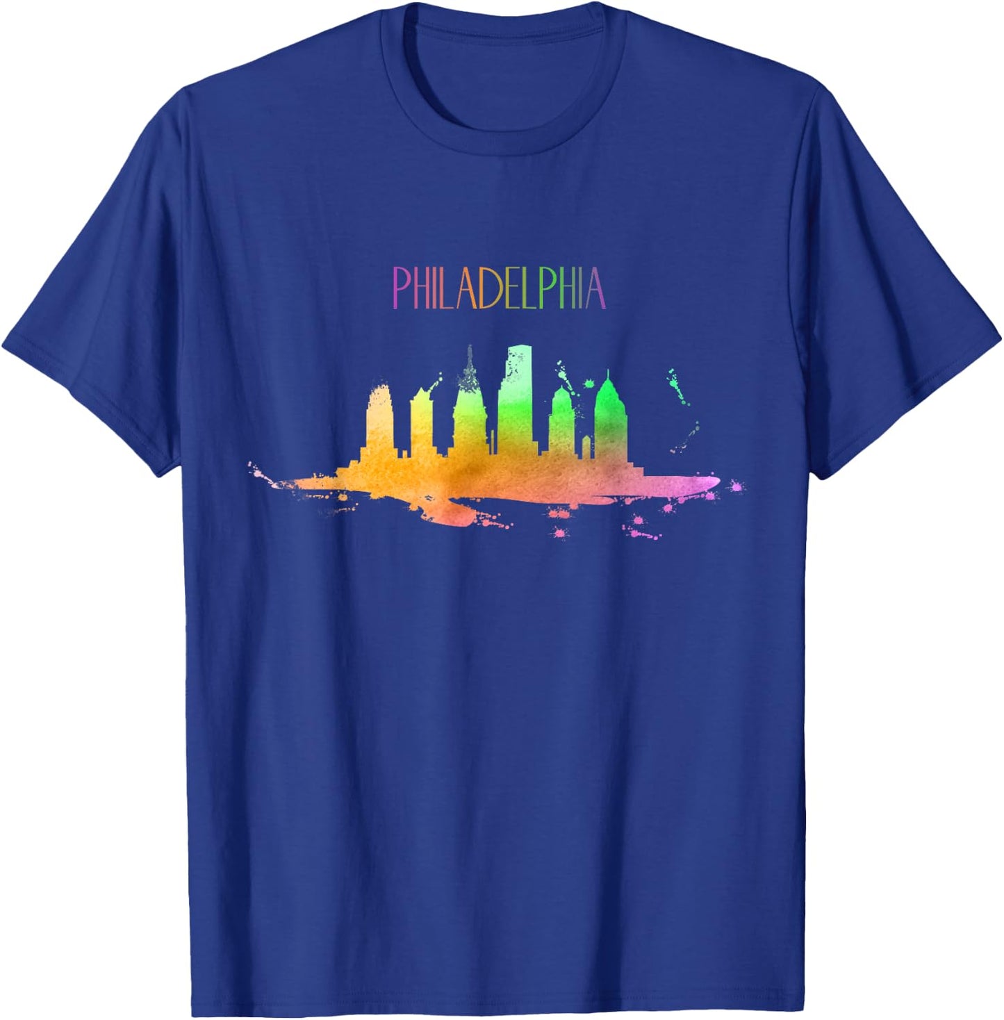 Philadelphia Skyline Watercolour Souvenir Pennsylvania T-Shirt - T-Shirt | Royal