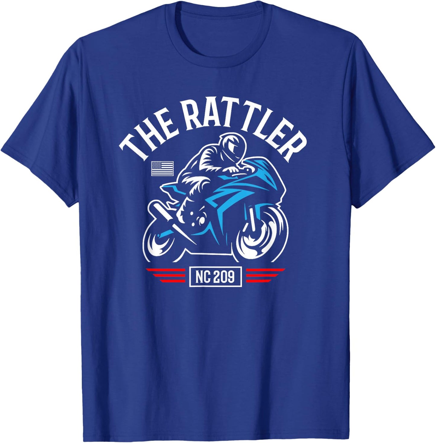 The Rattler NC 209 USA Motorcycle Design T-Shirt - T-Shirt | Royal
